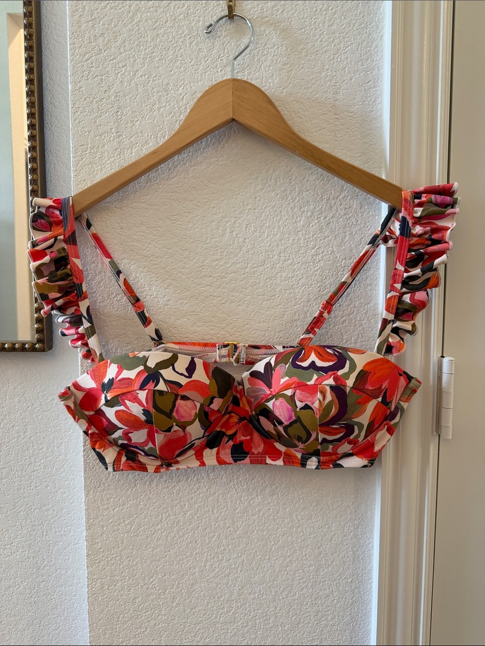 Hutch Wila Floral Bikini Top in Pink, Red, Olive & Purple